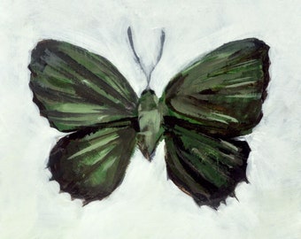 Mini Acrylic Painting Green Butterfly OOAK