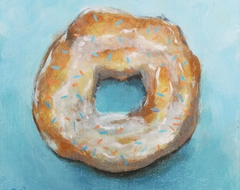 Small Acrylic Painting of a Donut