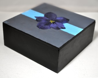 Mini Acrylic Painting Violet flower OOAK