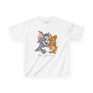 Camiseta infantil de Tom y Jerry, divertida camiseta de algodón para niños, inspirada en dibujos animados, regalo divertido para cumpleaños, ropa infantil.