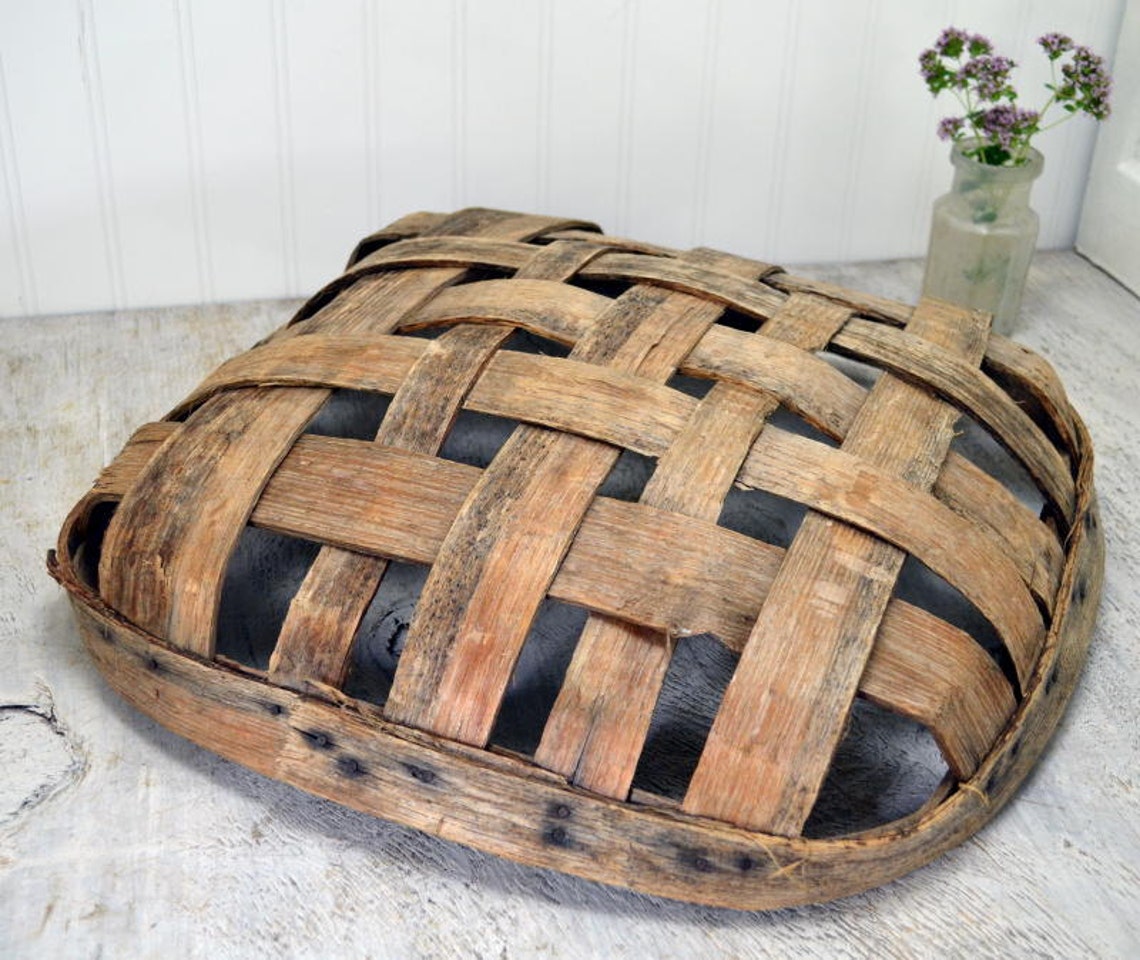 Small Vintage Tobacco Basket rustic and primitive Etsy
