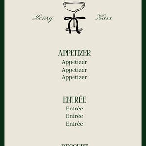 Menu de casamento Old Money - Download digital personalizável
