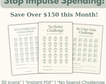 Impulse Spending Challenge Kit: Ersparnisse-Tracker (PDF Download)