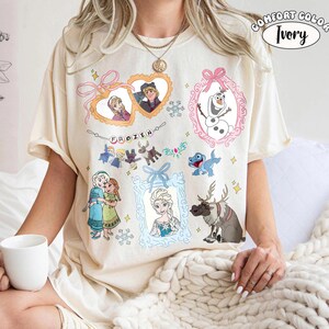 Coquette Bow Frozen Comfort Colors Shirt, Watercolor Elsa Anna Princess Tee, Magic Kingdom Disneyland Family Vacation 2026 Matching Gift