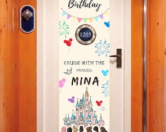 Editable Birthday Cruise Door Banner | Princess Castle Decor (Canva Template)