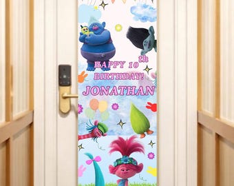 Trolls Birthday Cruise Door Banner | Custom Happy Birthday Jonathan Sign | Trolls Movie World Tour Decor | Digital Download Printable