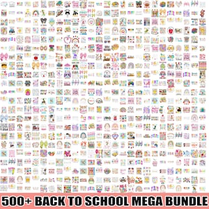 500+ Design Back to School Mega PNG Bundle, Cute Classroom Sublimation, Coquette Bow, Preppy School Graphics for Teachers & Students