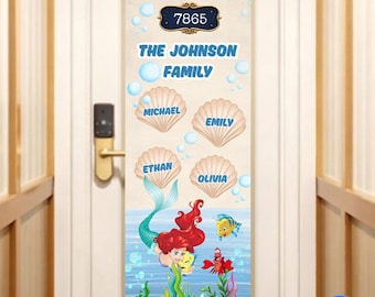 Little Mermaid Cruise Door Banner Template |Ariel Disney Cruise Decor|Personalized Family Ship Sign| Printable Banners In Our Cruise Era