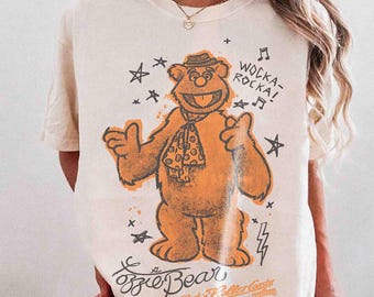 Camiseta de Fozzie Bear de la montaña rusa Rock'n Roller de los Muppets, camiseta de Fozzie, camiseta de The Electric Mayhem, camiseta del equipo de atracciones de Disney Aerosmith, camiseta del parque Disneyworld