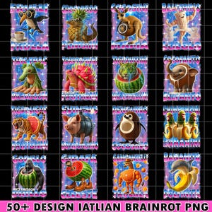 50+ Italian Brainrot Homage Png Bundle, Italian Brainrot Shirt Design, Bombardino Crocodilo Png, Tralalero Tralala, Tung Tung Tung Sahur Png