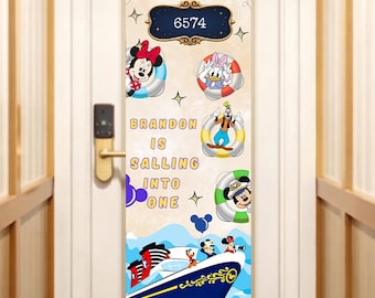 Sailing into Birthday Cruise Door Banner Template, Use with Canva to Edit, Digital Download Printable
