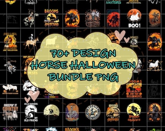 70+ Halloween Horse PNG Bundle, Horse Png, Halloween Png, Spooky Season, Fall Pumpkin, Farm Animal Png, Watercolor Sublimation Designs