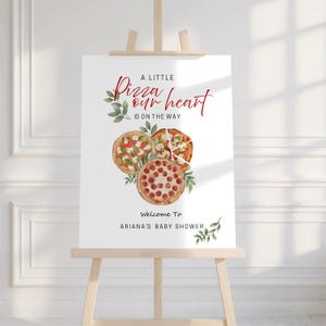 Un signe de baby shower de pizza de livraison spéciale, signe de pizza notre coeur, signe de bébé d'oh, duo de signes