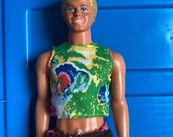 Vintage 1980s Ken Barbie Doll Blonde Molded Hair Blue Eyes Vinyl Legs
