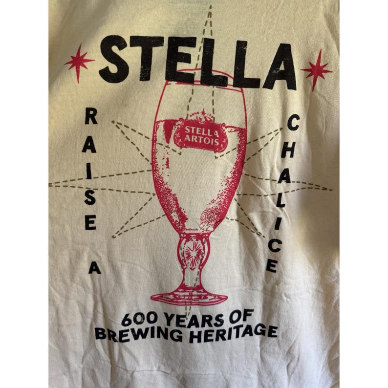 Camiseta vintage Stella Beer 600 Years, amarilla, talla XL, de algodón, Urban Outfitters imagen 5