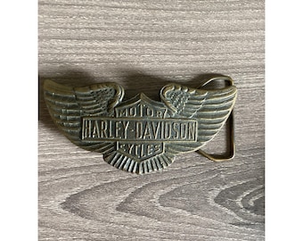 Vtg Harley Davidson Belt Buckle 1970s Full Brass Montauk Silver Company England