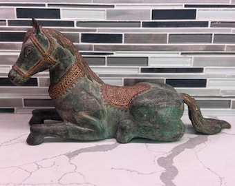 Large 20” Mid Century Bronze Chinese Horse Sculpture - Vintage 60’s