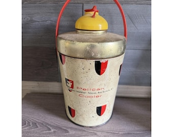 Vintage Pelican Fiber Glass Insulated Cooler 11" Tall Stars And Shields