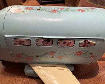 Vintage 1999 Mattel Barbie Doll Blue Jumbo Jet Airplane Working Sound & Mic