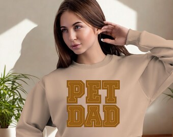 Haustier Papa Sweatshirt, Vintage Varsity Rundhalsausschnitt, Kuscheliges Geschenk für Ihn