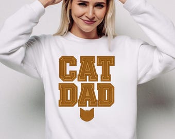 Katzen Papa Sweatshirt, Cozy Varsity Rundhalsausschnitt, Geschenk für Katzenliebhaber für Ihn, Vatertagsgeschenk