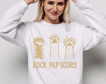 Lustig Stein Schere Papier Katze Sweatshirt - Unisex Geschenk für Katzenliebhaber