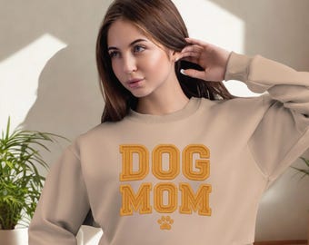 Hunde Mom Sweatshirt – Retro Varsity bestickter Stil – gemütliches Geschenk für Tierliebhaber