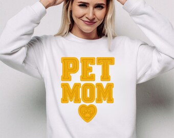 Pet Mom Sweatshirt, gemütlicher Haustierliebhaber Rundhalsausschnitt, Fur Mom Geschenk, Damen Pet Mom Pullover
