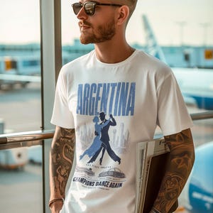 Argentina Soccer Shirt World Cup 2026 | La Albiceleste Vintage Fan Tee | Retro Football Gift | Argentina World Cup Champions Style image 2