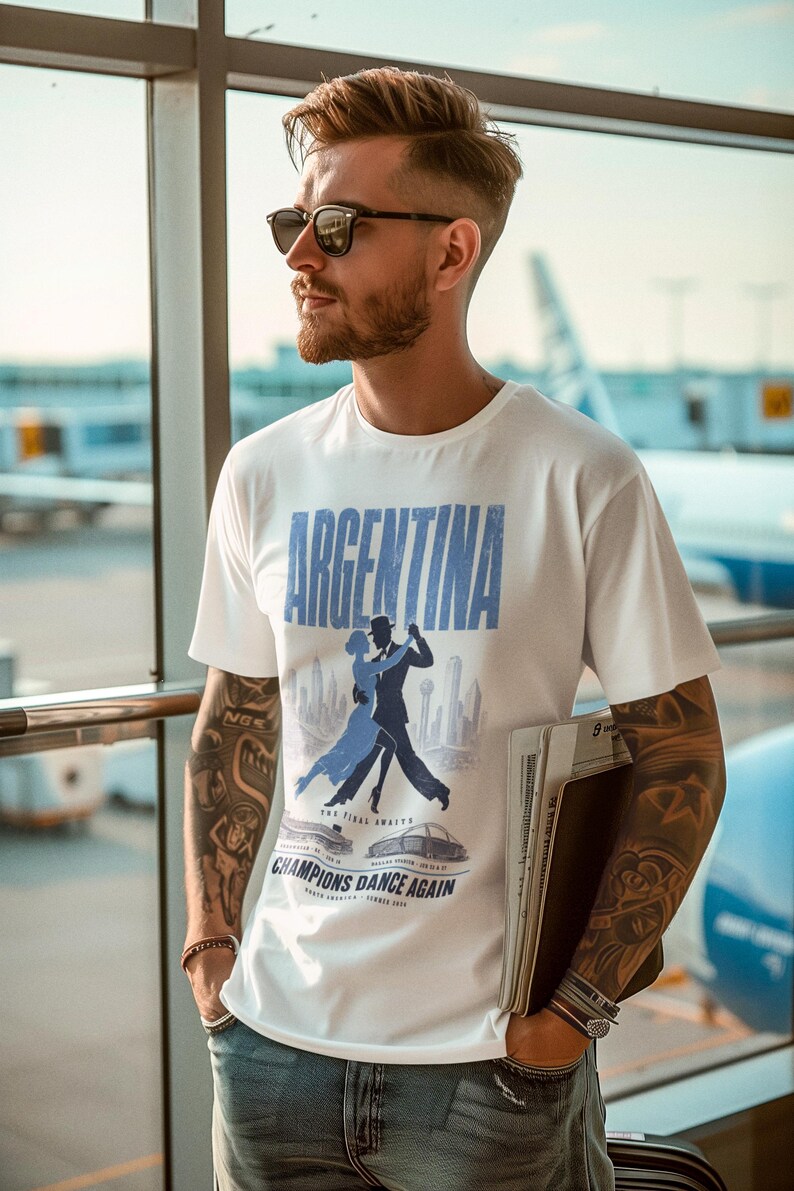 Argentina Soccer Shirt World Cup 2026 | La Albiceleste Vintage Fan Tee | Retro Football Gift | Argentina World Cup Champions Style image 2