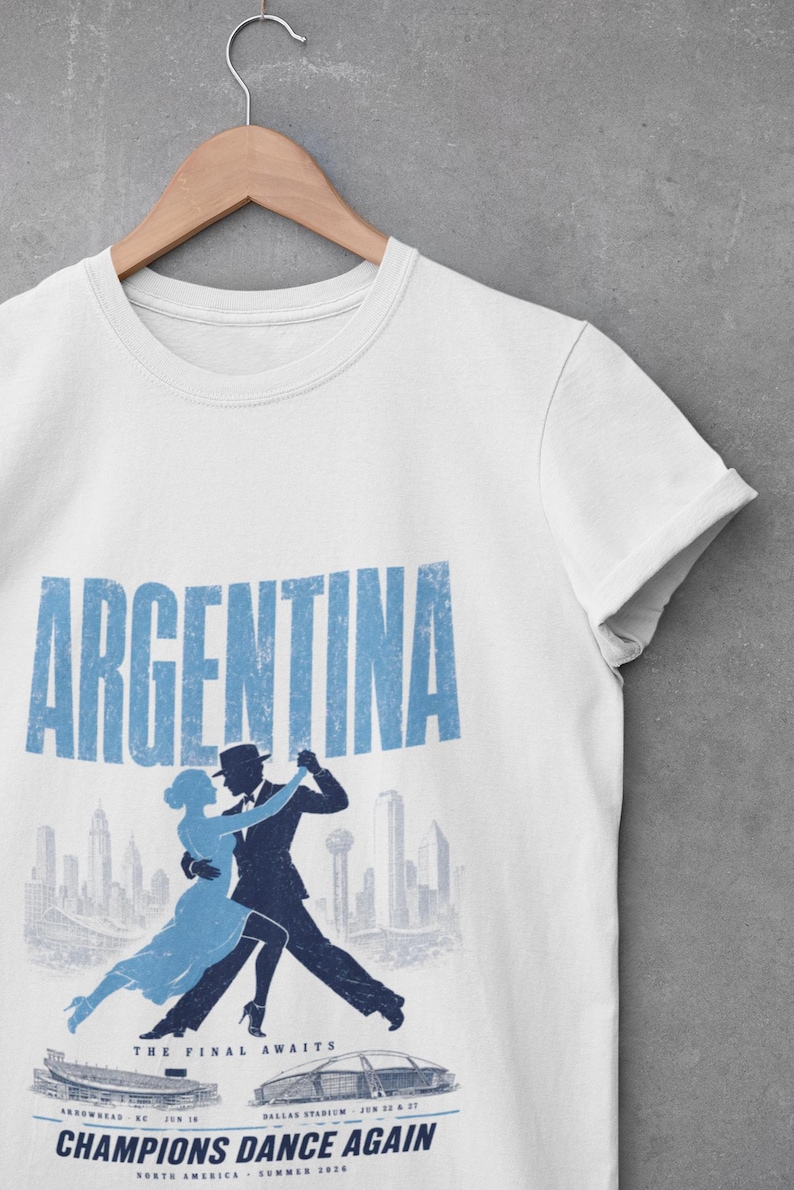 Argentina Soccer Shirt World Cup 2026 | La Albiceleste Vintage Fan Tee | Retro Football Gift | Argentina World Cup Champions Style image 1