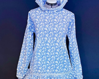 Size S Blue Liberty Floral Cotton Kuspuk: Alaskan Kuspuk