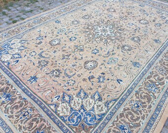 Pink Authentic Handmade Oversize Rug 9x13, Large Turkish Rustic Area Carpet, (112"x160")