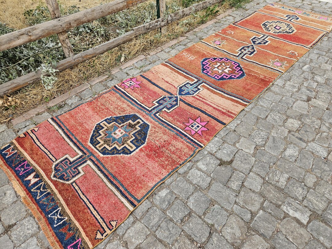 Red Runner Carpet 3x13, Long Vintage Runner Rug, Handmade Turkish Area ...