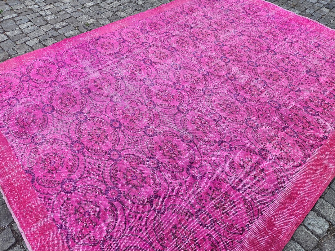 Pink Turkish Rug Pattern Handmade Pink Oriental Turkish Rug 8x11: Vintage Home Decor - Etsy