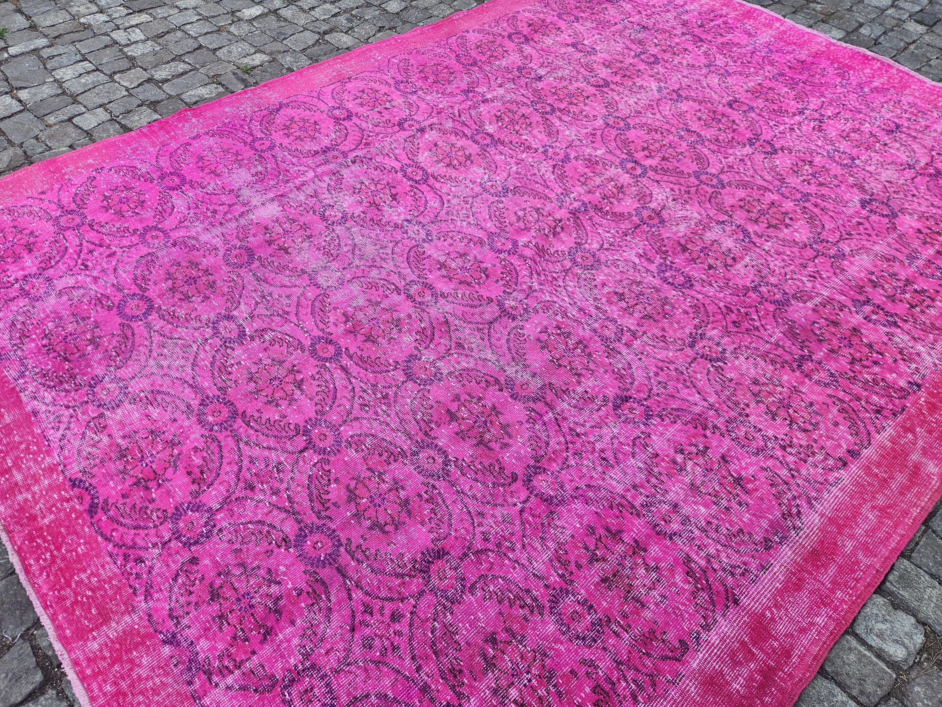 Handmade Pink Oriental Turkish Rug 8x11: Vintage Home Decor - Etsy