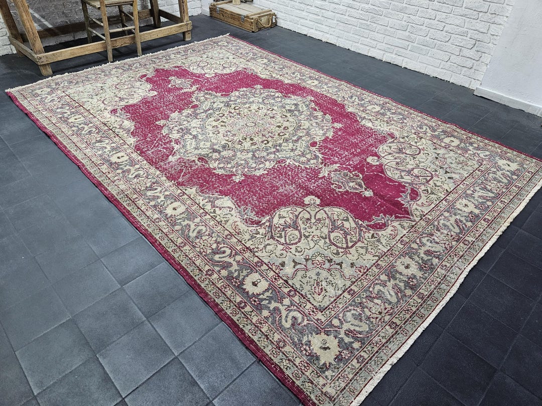 Handmade Turkish Rug 7x10: Red Oriental Vintage Area Rug - Etsy