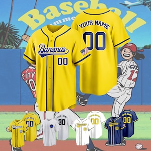 Custom Baseball Jersey, Stitch Printed Name Number Logo, Personalize bananas fan jersey, Party wedding Gift for Men Women Kids Toddler youth