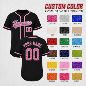 Custom Baseball Jersey, Personalized Glitter Sequin Baseball jerseys, Wedding Party Gift Jersey, Cheerleading for Men Women Youth Kids