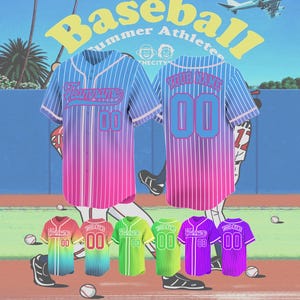 Custom Gradient Stripe Baseball Jersey: Personalized Name & Number