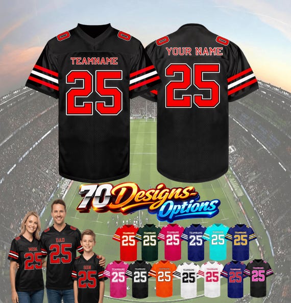 Custom Football Jersey Personalized Embroidered Name Number Team Logo Game Training Shirt Fan Gift for Men Women Kids Toddlers SportsUniform