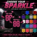 Custom Football Jersey for Women Girl, Personalized Sequin Glitter Jersey Shirt,Birthday Gift for Girlfriend Party Wedding Game day shirt