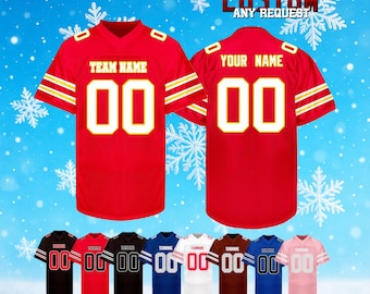 Camiseta de fútbol estampada y cosida a medida, con nombre y número personalizados. Regalo ideal para niños pequeños aficionados al fútbol.