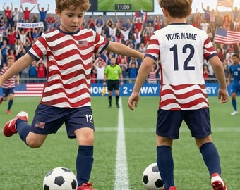 Personalized USA 2026 Soccer Jersey,Red White Blue, Custom Name Number America Shirt, Patriotic Soccer Uniform for Men Women Youth Kids