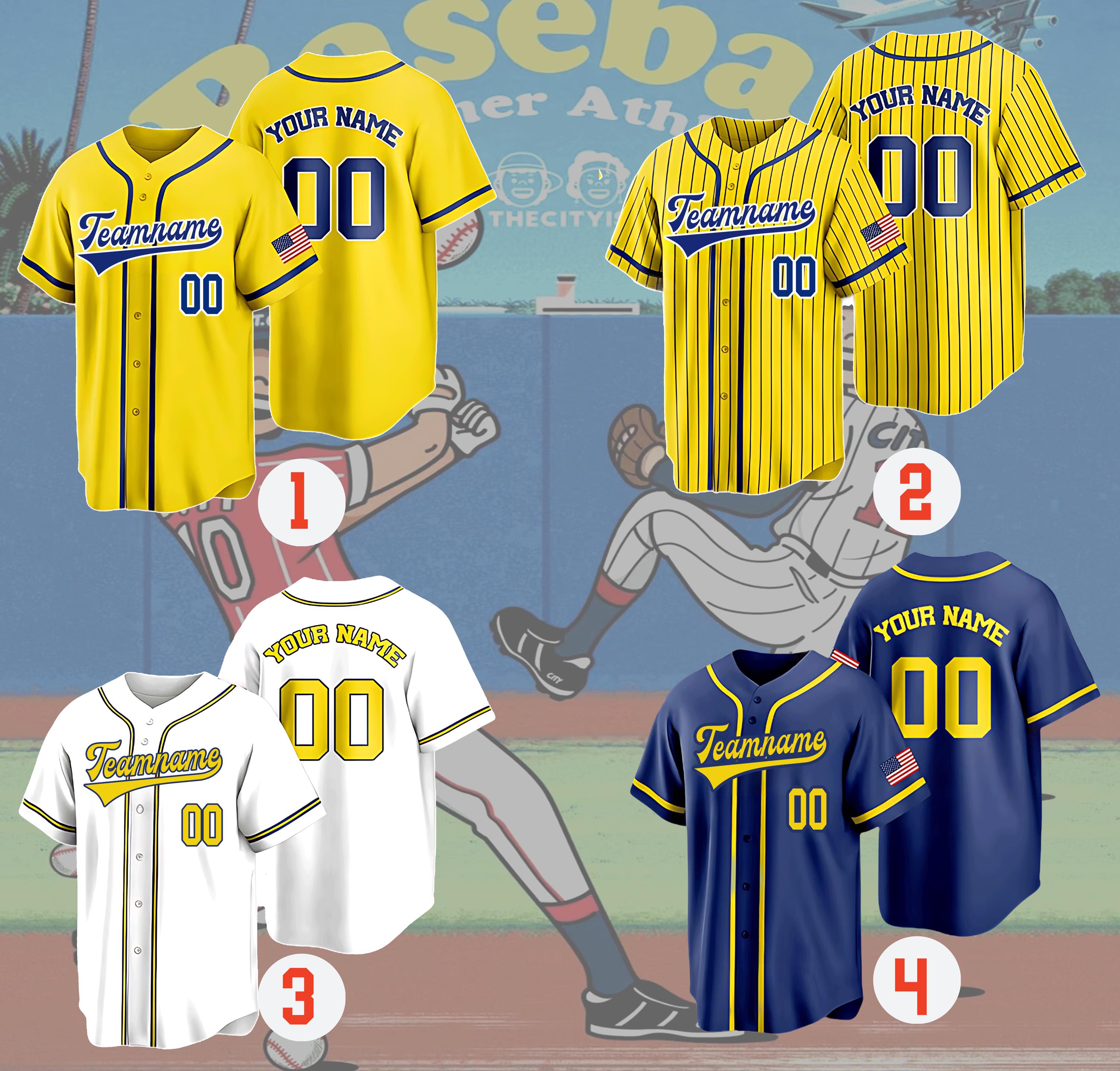 Discover Custom Baseball Jersey, Stitch Print Name Number Logo, Personalized bananas fan jersey, Party Birthday Gift for Men Women Kids Toddler youth