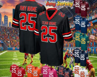 Custom Football Jersey, Personalized Printed Embroidered Logo Name, Team Uniform Birthday Wedding Gift for Men Women Kids Toddlers