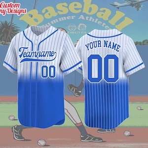 Custom Pinstripe Baseball Jersey: Personalized Name, Number & Logo