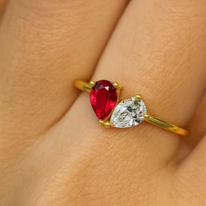 Two Birthstone Ring, Heart Birthstone Ring, Birthstone Customized Ring, Birthstone Personalize Ring Gift For Mother, Birthstone Wedding Ring