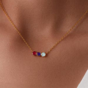Multiple Birthstone Necklace, Birthstone Family Necklace, Birthstone Customized Necklace Gift For Mother, Dainty Birthstone Initial Necklace