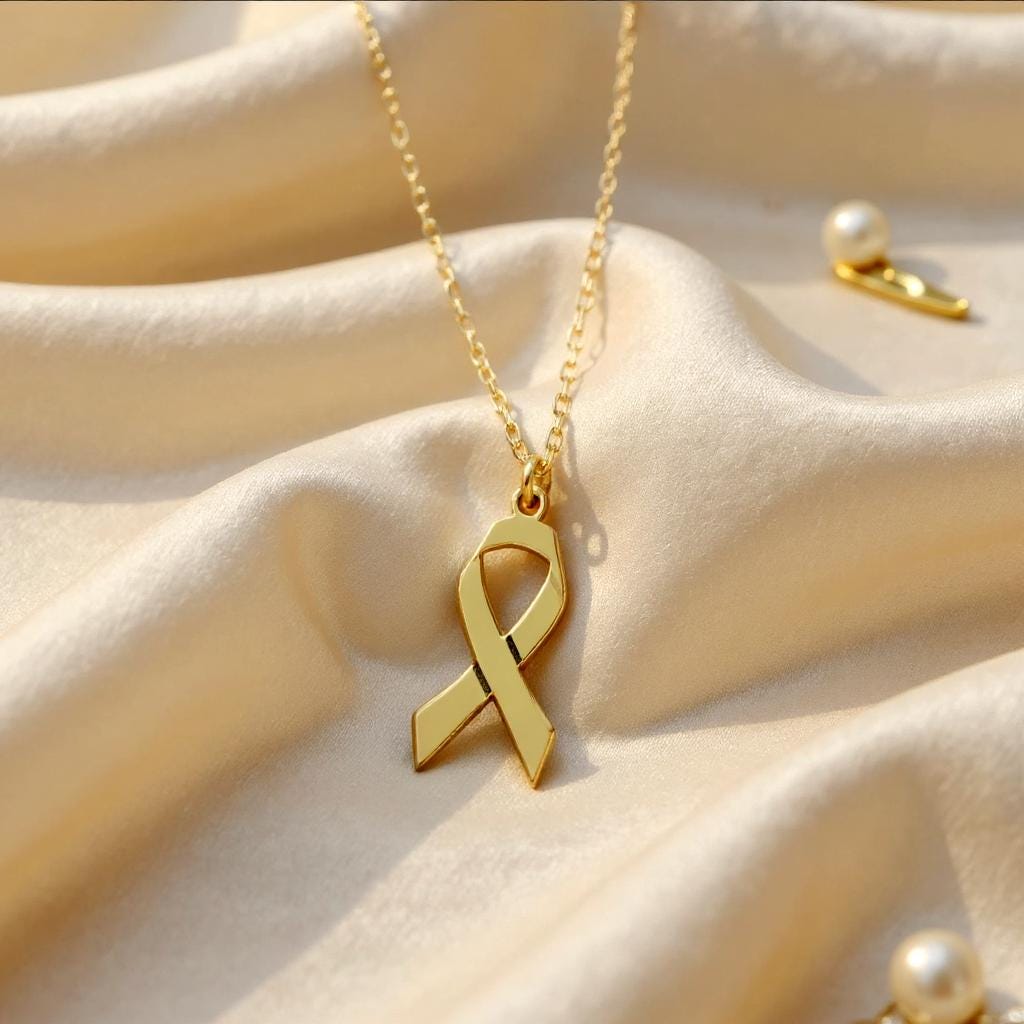 Breast Cancer Ribbon Necklace, Breast Cancer Symbol Necklace, Breast Cancer Pendant Gift For Mother, Cancer Awareness Ribbon Dainty Pendant
